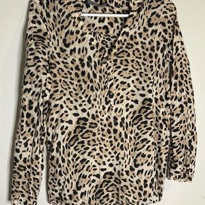 ❤️Zara Black and Cream Wrap Blouse with‎ Notched Collar